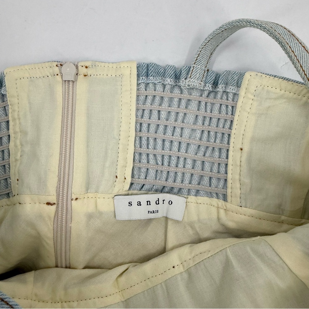 Sandro Two-Tone Mini Dress in Light Blue and Beige - Picture 8 of 16